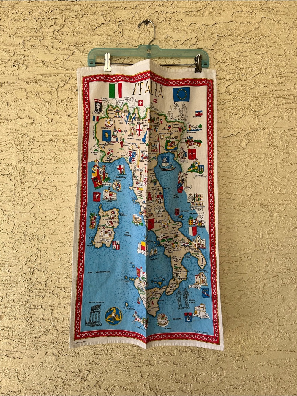 Italia Map Tea Towel - Vintage Tourist Print